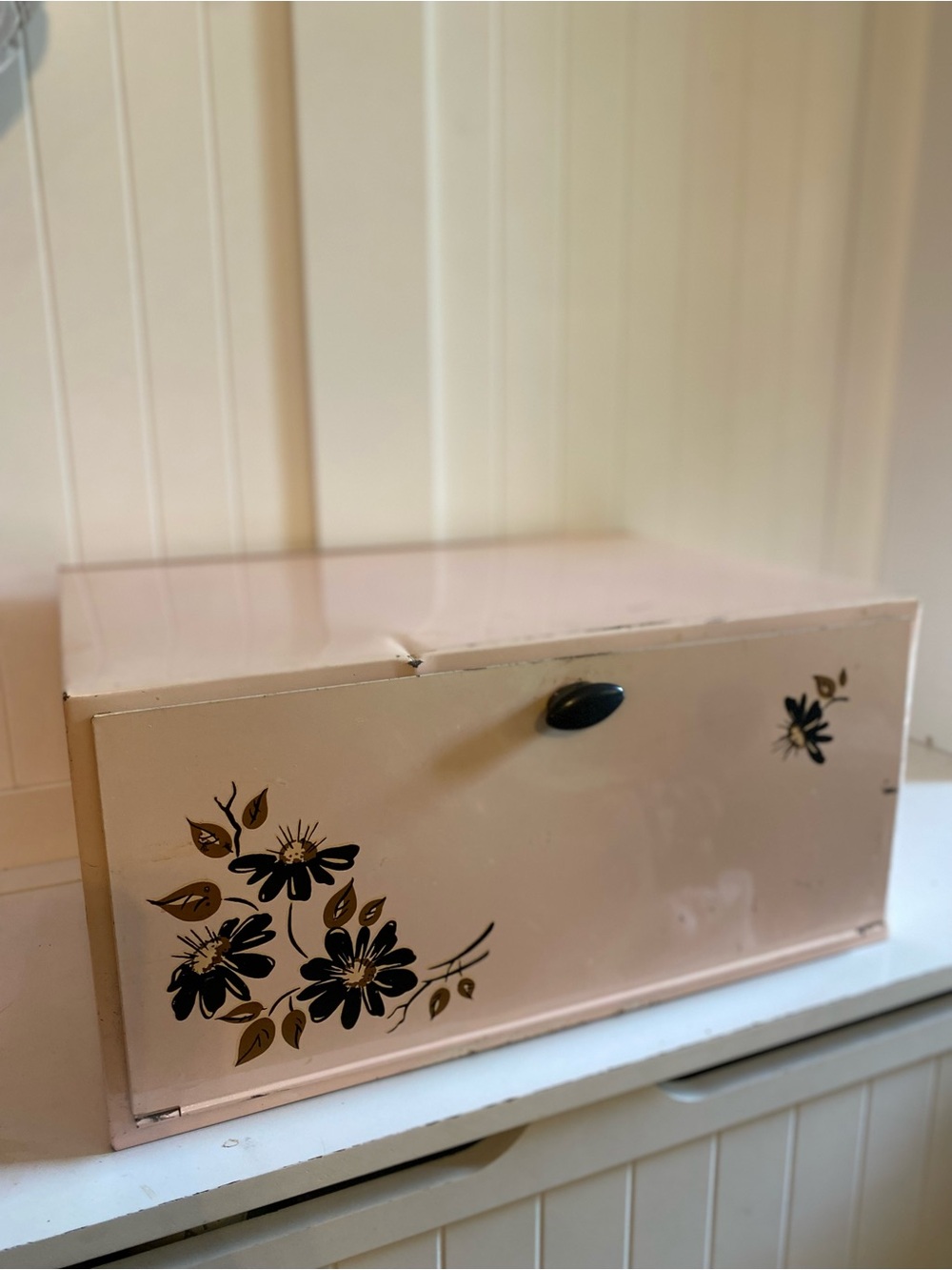 Vintage Floral Metal Bread Box - Pink Storage Organizer